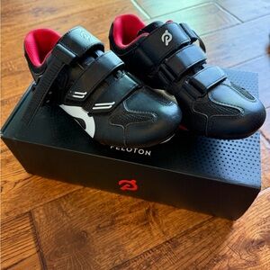 Peloton womens clip on station bike shoes- Black and Red